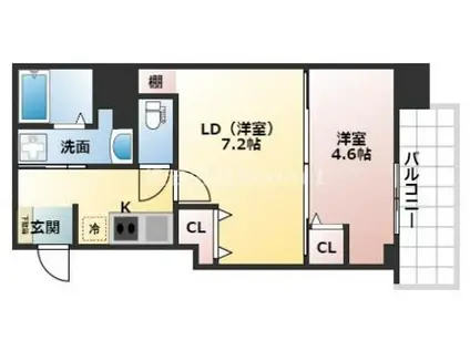 ヴィラ・セレーノ玉造本町旧ルネフラッツ玉造本町(2K/5階)の間取り写真