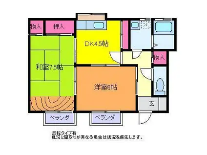 レジデンス・ナカジマ(2DK/1階)の間取り写真