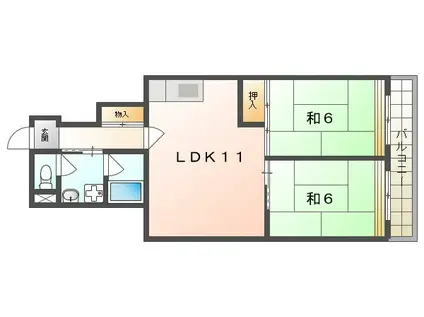 エレガントライフ(2LDK/2階)の間取り写真