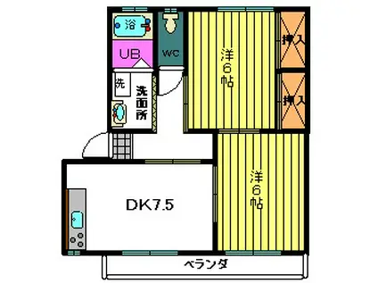 さくらハイツB(2LDK/2階)の間取り写真