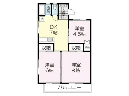 平成ハイツ日野(3DK/2階)の間取り写真
