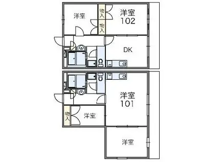 レオパレス高根沢5番館(1SLDK/1階)の間取り写真