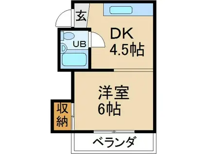 昭光マンション(1DK/1階)の間取り写真