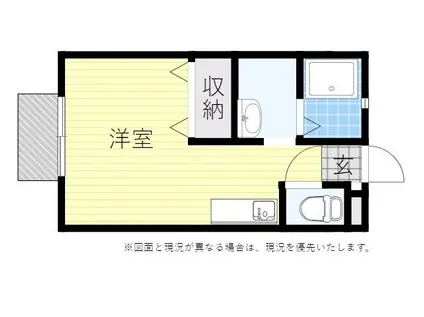YUアパート(ワンルーム/2階)の間取り写真