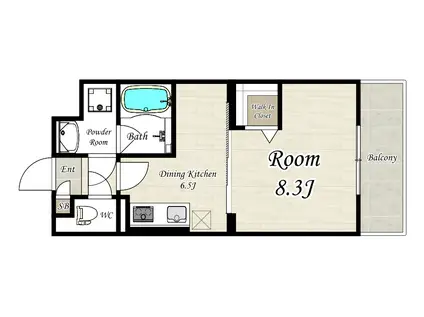 RAFFINE FUJI(1DK/2階)の間取り写真