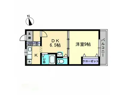 宮脇第8マンション(1DK/4階)の間取り写真