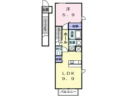 サン・チェリー山崎(1LDK/2階)の間取り写真