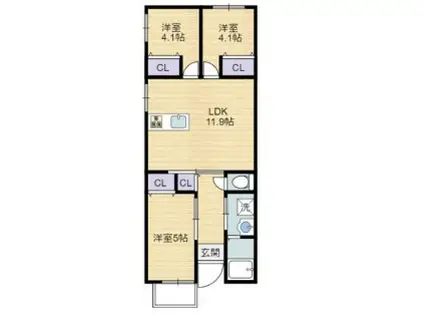 GROWTH GENDOU(3LDK/2階)の間取り写真