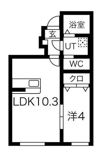 フルールポミエ B(1LDK/1階)の間取り写真