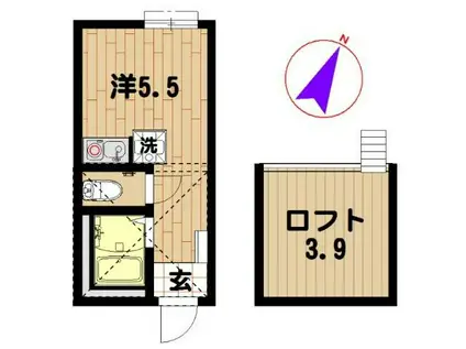 G・Aヒルズ浜川崎(ワンルーム/2階)の間取り写真