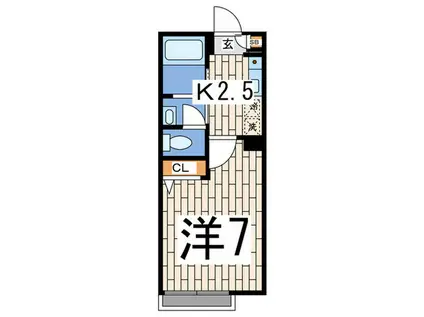 パークサイド小松原(1K/2階)の間取り写真
