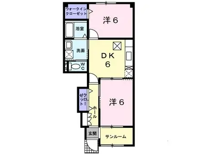 J・シャモニ- フォレストA(2DK/1階)の間取り写真