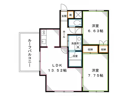 ベリテ中野(2LDK/4階)の間取り写真