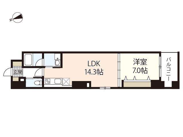 LA DOLCE平和大通(1LDK/9階)の間取り写真