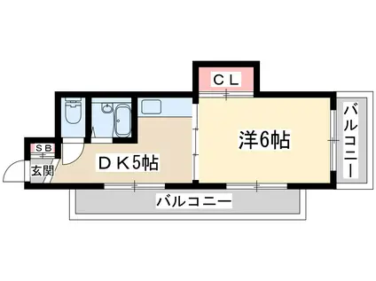 東中島第1土井マンション(1DK/9階)の間取り写真