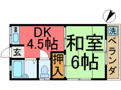 栄コーポ(1DK/1階)の間取り写真