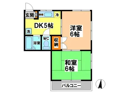 金子ハイツ(2K/1階)の間取り写真