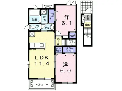 アネックスサイコーVIIB(2LDK/2階)の間取り写真