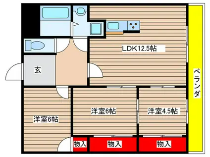 ヒルハイツ浅井(3LDK/3階)の間取り写真