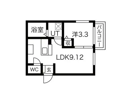 プリシェール笠寺(1LDK/3階)の間取り写真
