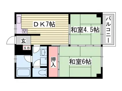 マンション大喜(2DK/2階)の間取り写真
