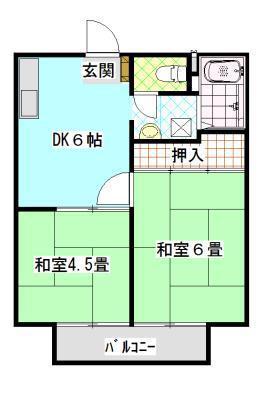 パナハイツ橋本B(2DK/1階)の間取り写真