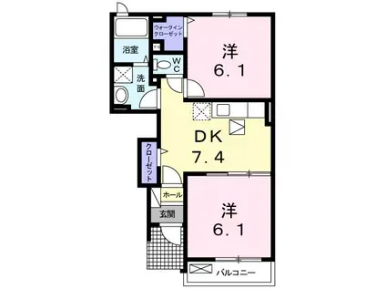 エコールI(2DK/1階)の間取り写真