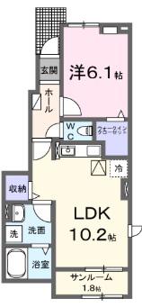 マドベーゼ(1LDK/1階)の間取り写真