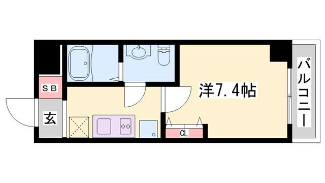 CAPITAL.I姫路(1K/4階)の間取り写真