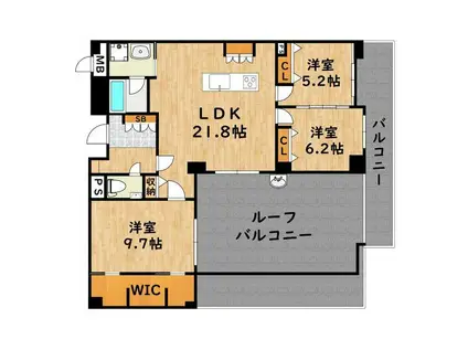 グランデ東雲(3LDK/6階)の間取り写真