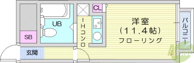 エスパシオ大町(ワンルーム/4階)の間取り写真