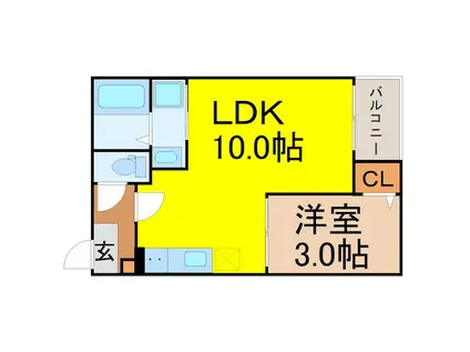 JACK ODAKAVII(1LDK/1階)の間取り写真