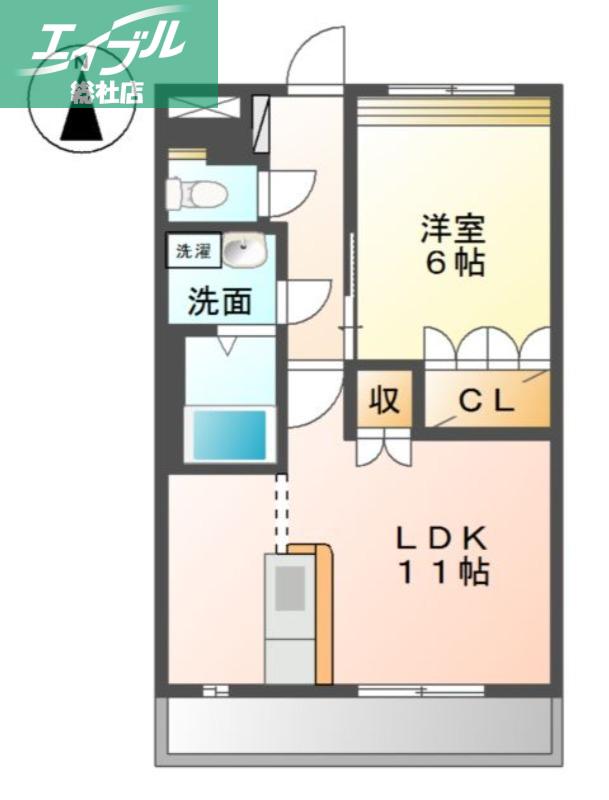 グランディール・フローラ(1LDK/2階)の間取り写真