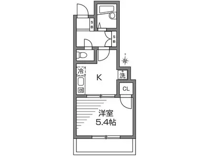 モン・コルボー(1DK/2階)の間取り写真