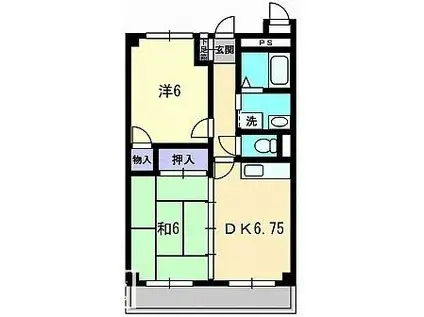 メゾンド屋島II(2DK/1階)の間取り写真