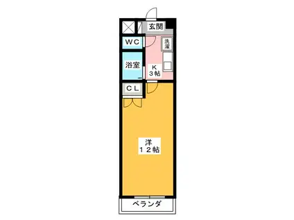 ARTRAマンション C棟(1K/3階)の間取り写真