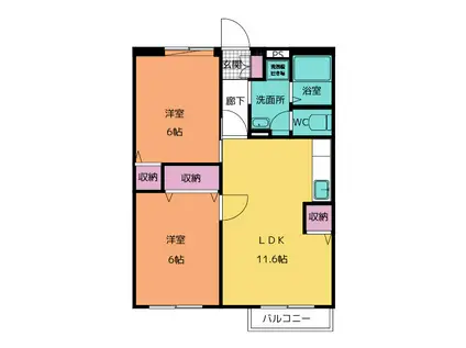 サニーヒルゴン(2LDK/1階)の間取り写真