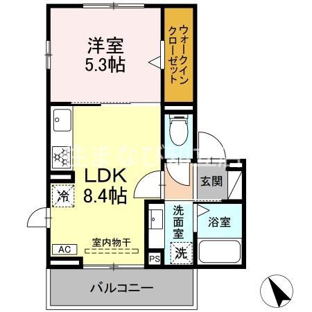 ENISHI(1LDK/2階)の間取り写真