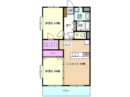 プリマベーラ(2LDK/1階)の間取り写真