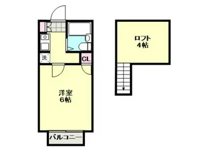 メープルMH7(1K/2階)の間取り写真