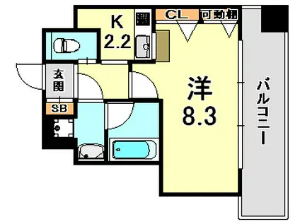 アーバネックス神戸水木通(1K/2階)の間取り写真