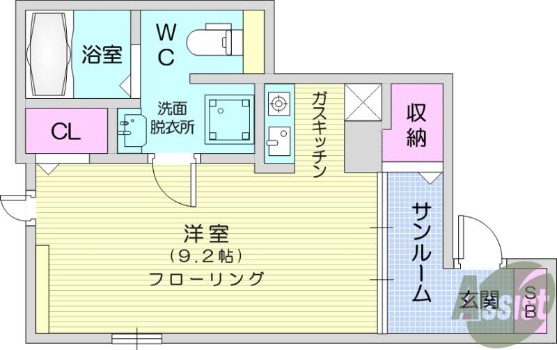 プラシード・Ⅰ(ワンルーム/1階)の間取り写真