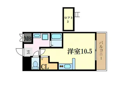 金屋町グランデ(ワンルーム/11階)の間取り写真