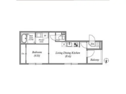 カメリア神崎川(1LDK/3階)の間取り写真