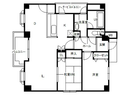 リバティ帝塚山(2LDK/3階)の間取り写真