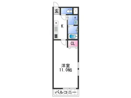 フジパレス市駅東V番館(1K/3階)の間取り写真