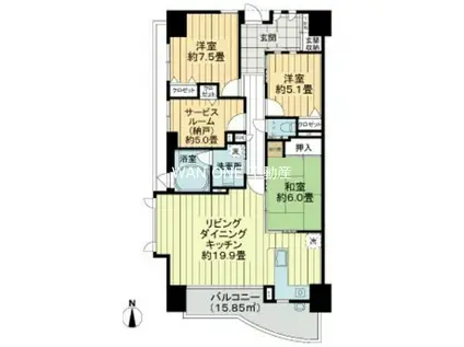 遠州鉄道 遠州病院駅 徒歩6分 14階建 築20年(3SLDK/6階)の間取り写真