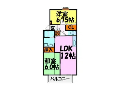 サニーヒルうね野(2LDK/1階)の間取り写真