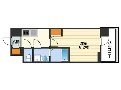 エスリードレジデンス梅田クラスシティ(1K/6階)の間取り写真