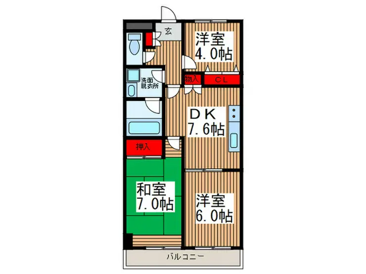 扶桑カシオハイツ 4階階 間取り